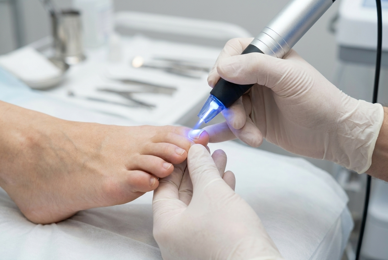 Kaltplasma-Sonde bei der Nagelbehandlung